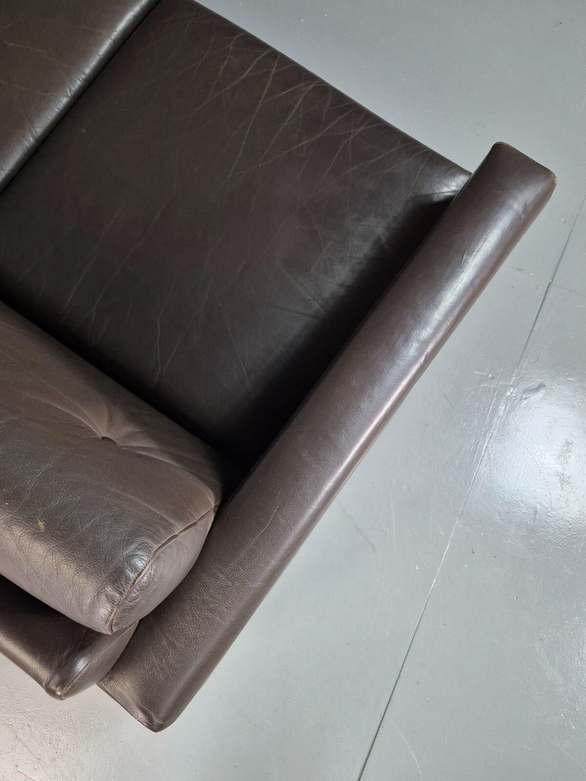 2 Seat Sofa Vintage Danish Brown Leather 1970s Retro MCM EB7314 M2SS12