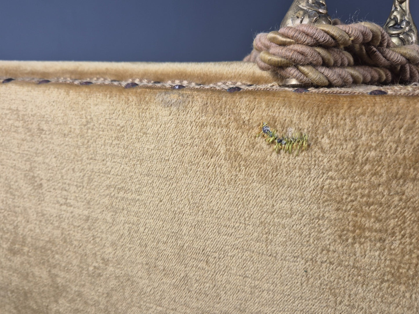 Three Seater Knole Sofa Vintage Danish 1960s Gold Velour Retro EB11432 V3SS21