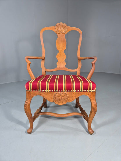 Antique Rococo Revival Oak Chair Danish 1880 Splat Back Shell Motif EB10887 VDIN0
