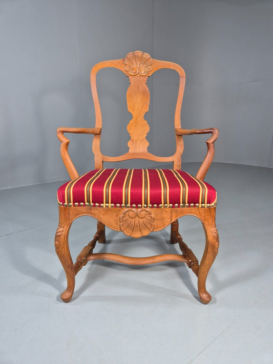 Antique Rococo Revival Oak Chair Danish 1880 Splat Back Shell Motif EB10887 VDIN0