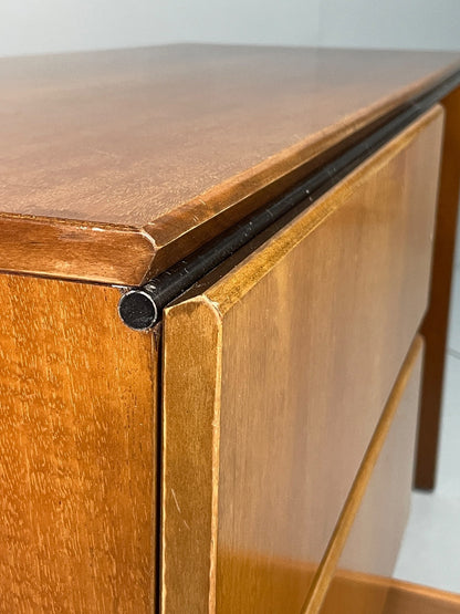 Vintage 1980s Cherry Desk Three Drawers Ball Feet Post Modern EB11058 MWOO13