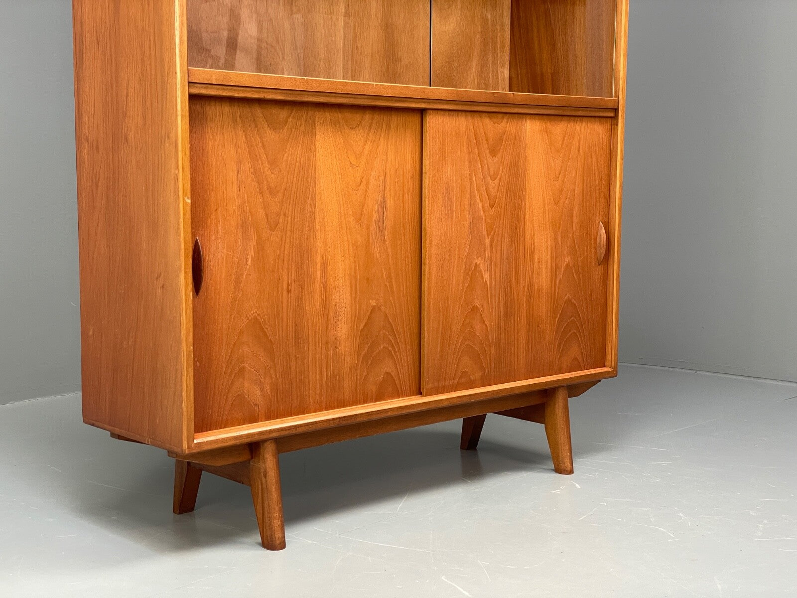 Vintage Teak Bookcase Retro 1960s Glazed Unit By Gibbs Furniture EB9776 MWOO - UKDK FURNITURE