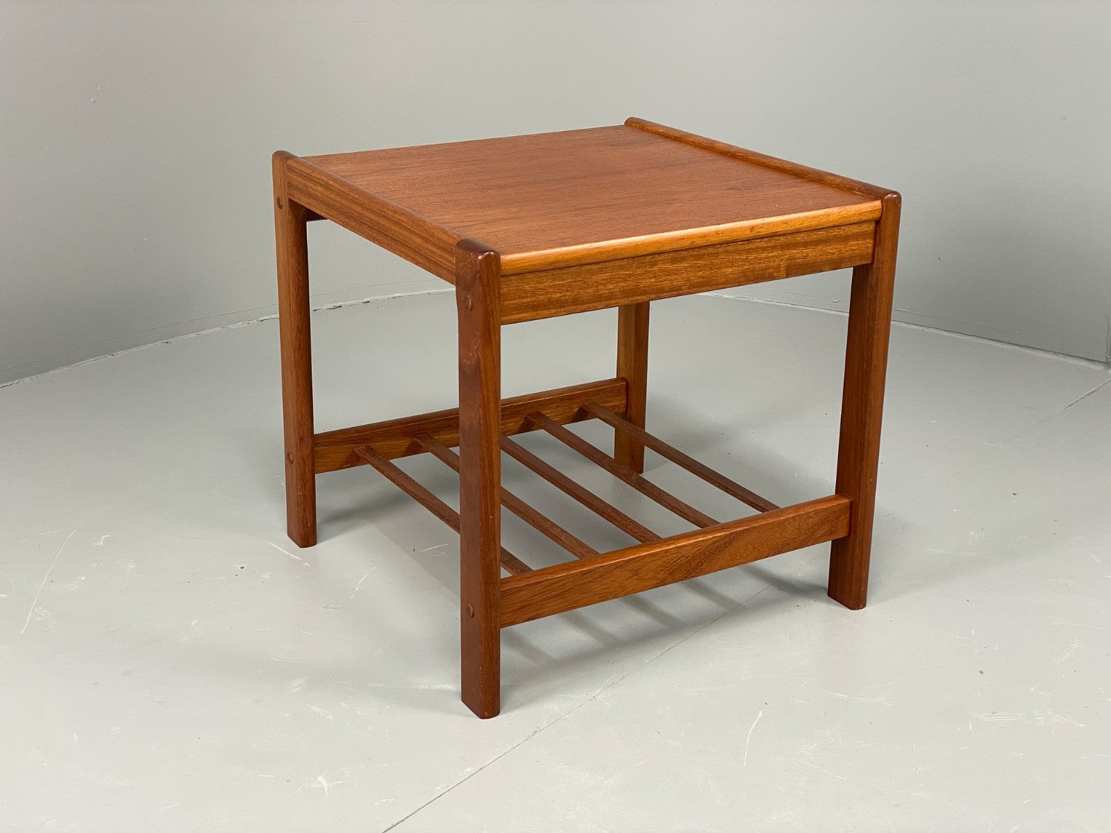 Vintage Teak Side Table Danish 1970s With Magazine Rack Bedside  EB11049 MWOO0