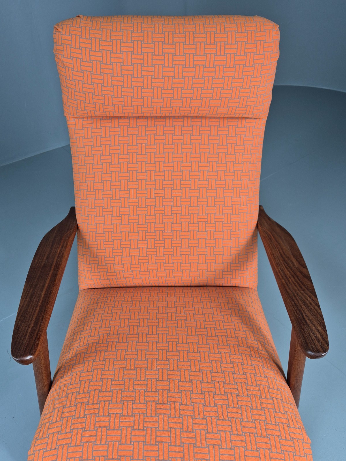 Vintage Danish Lounge Chair Teak Frame Mid Century New Upholstery EB8210 MNOR4
