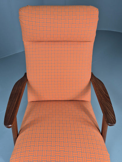 Vintage Danish Lounge Chair Teak Frame Mid Century New Upholstery EB8210 MNOR4