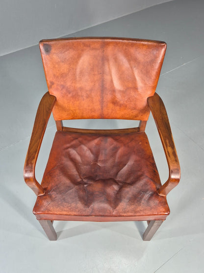 Danish Desk Chair 1930s Vintage Leather and Teak Kaare Klint Style EB10769 VLEA3
