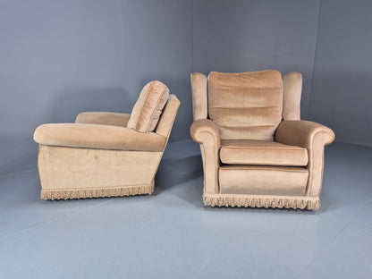 1970s Luxury Lounge Chairs Lowback and Wingback Gold Velour Retro  EB10631 VCLO4