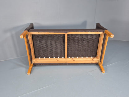 Mid Century Two Seater Sofa Vintage Danish Brown Leather Retro 1970 EB10094 M2SS7