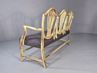 Hepplewhite Three Seater Settee New Grey Upholstery Reproduction  EB10993 VWOO16