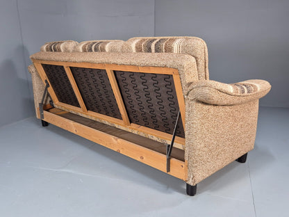 Vintage Danish 1970s Sofa Bed Wool Stripe Retro MCM EB9590 M4SS - UKDK FURNITURE