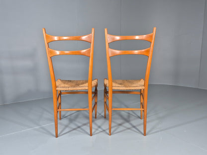 2 1950s Italian Wanut Dining Chairs Chiavari Mid Century Modern EB11781 MDIN7