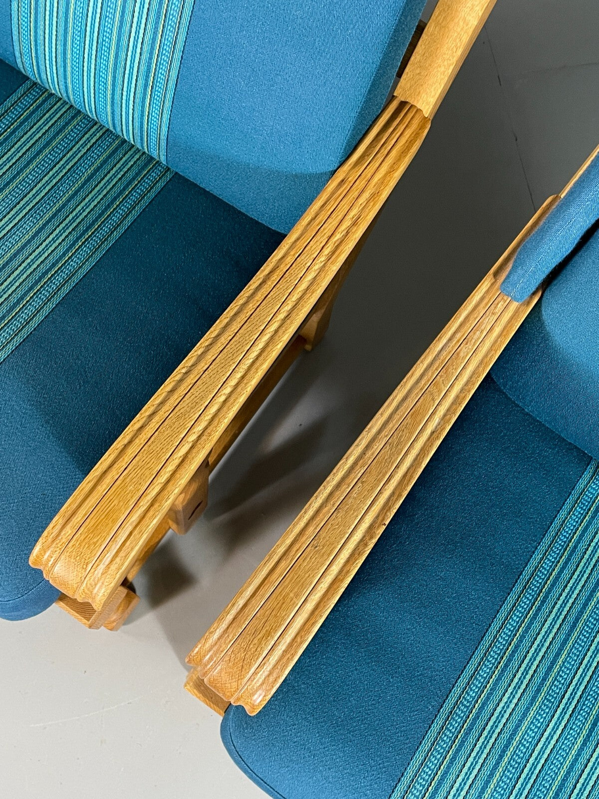 2 Danish Lounge Chairs Blue Oak Kjaernulf Vintage Retro EB6718 MNOR3