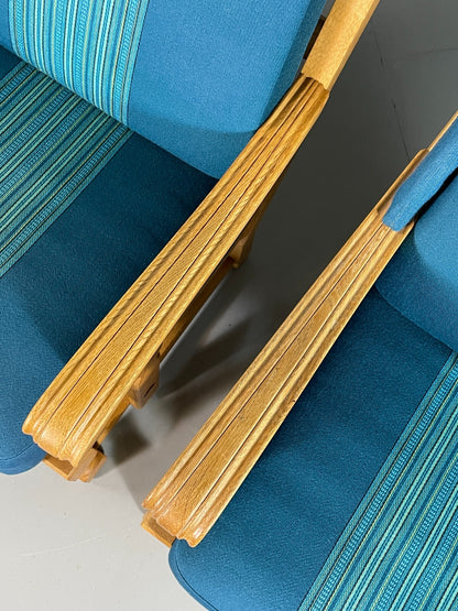 2 Danish Lounge Chairs Blue Oak Kjaernulf Vintage Retro EB6718 MNOR3