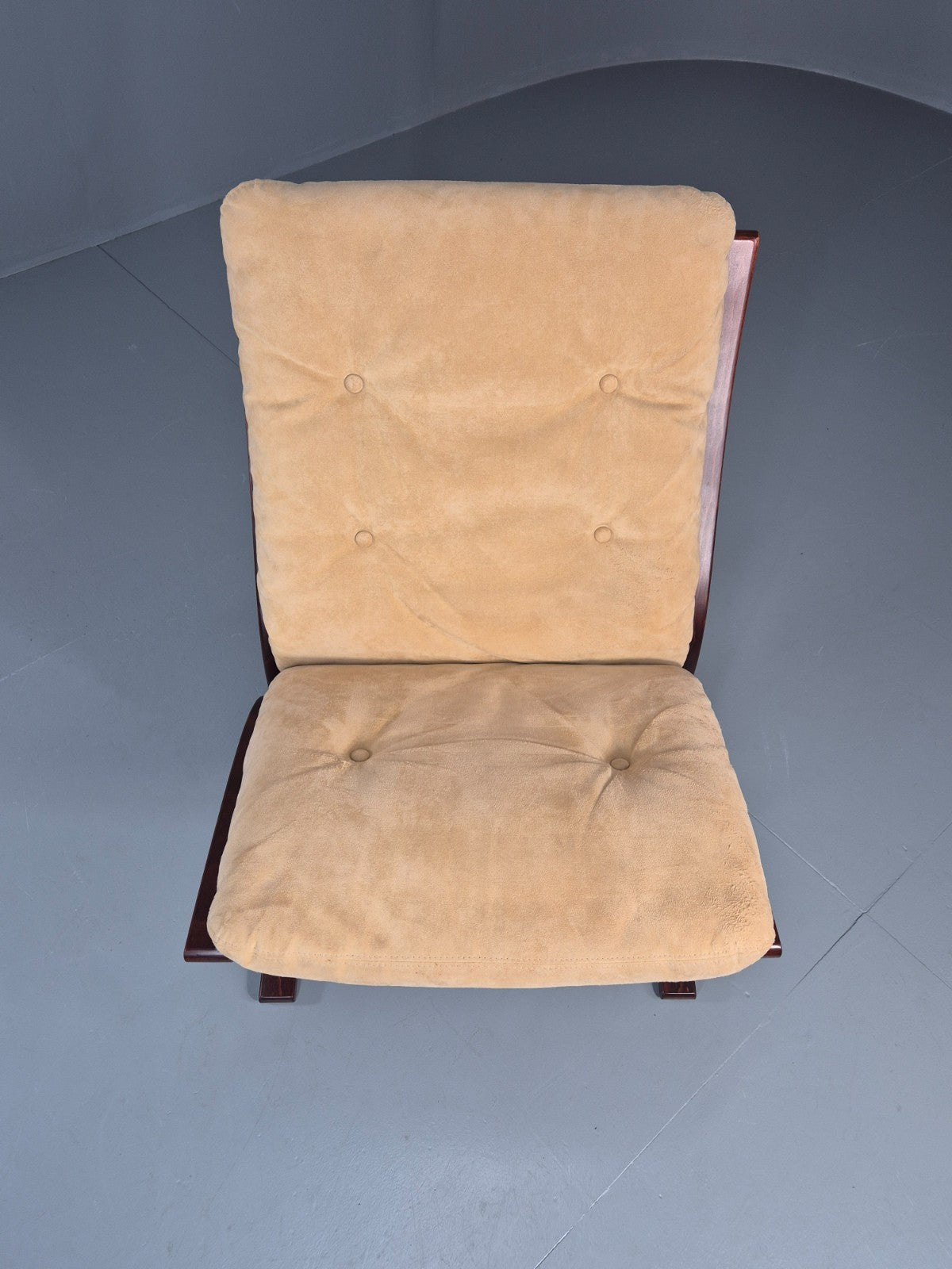 Vintage Mid Century Lounge Chair Faux Suede Upholstery REtro 1970s EB11299 MBEN3