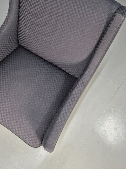 Vintage Danish Lounge Chair Blue Check Cotton 1960s Retro MCM EB8694 MNOR - UKDK FURNITURE