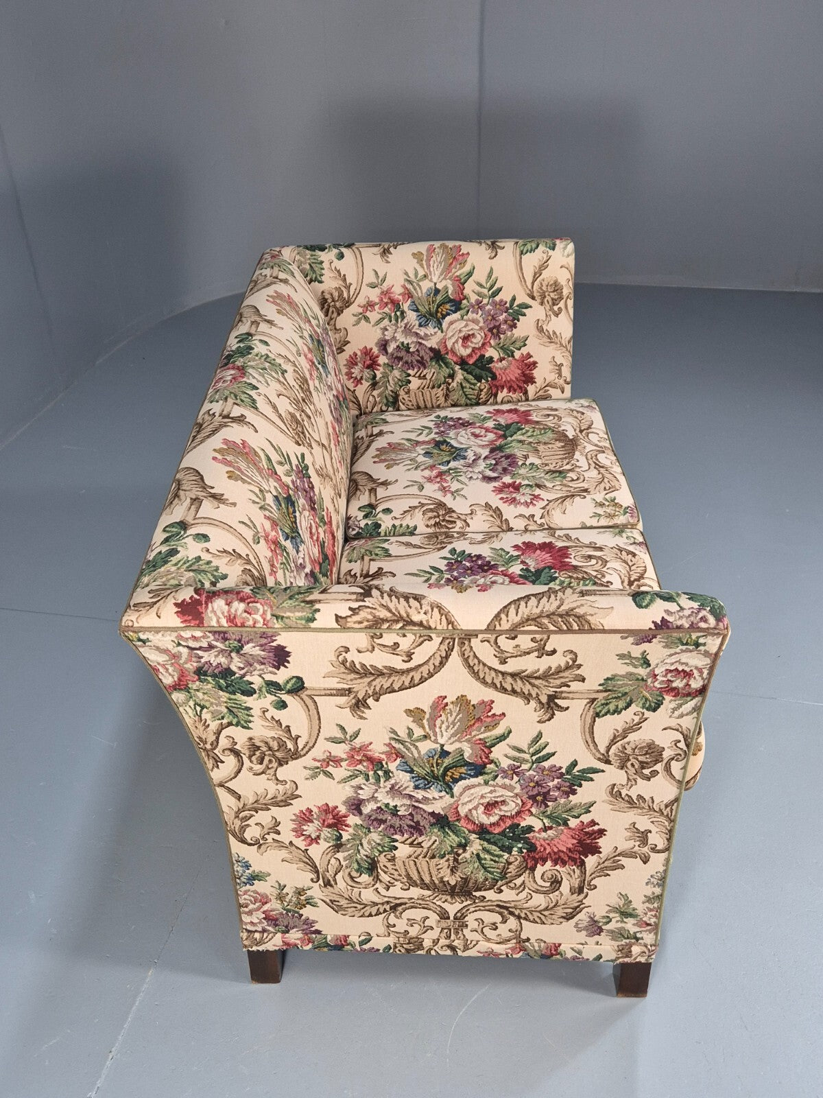 Vintage 1940s Danish 2 Seat Sofa Classical Floral Upholstery EB9659 V2SS - UKDK FURNITURE