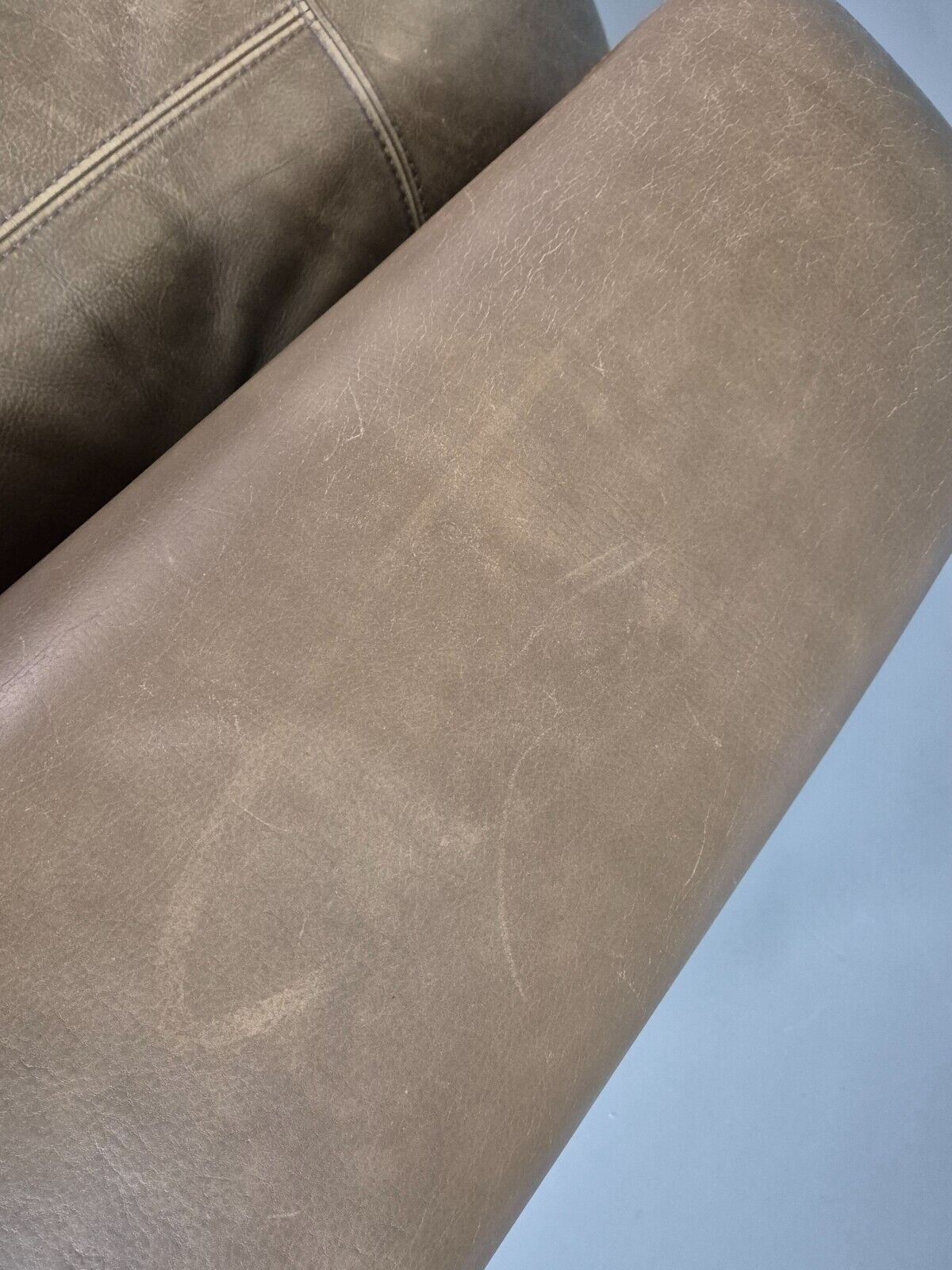 Vintage 2 Seat Sofa Taupe Leather Italian Modern Style EB8163 M2SS - UKDK FURNITURE