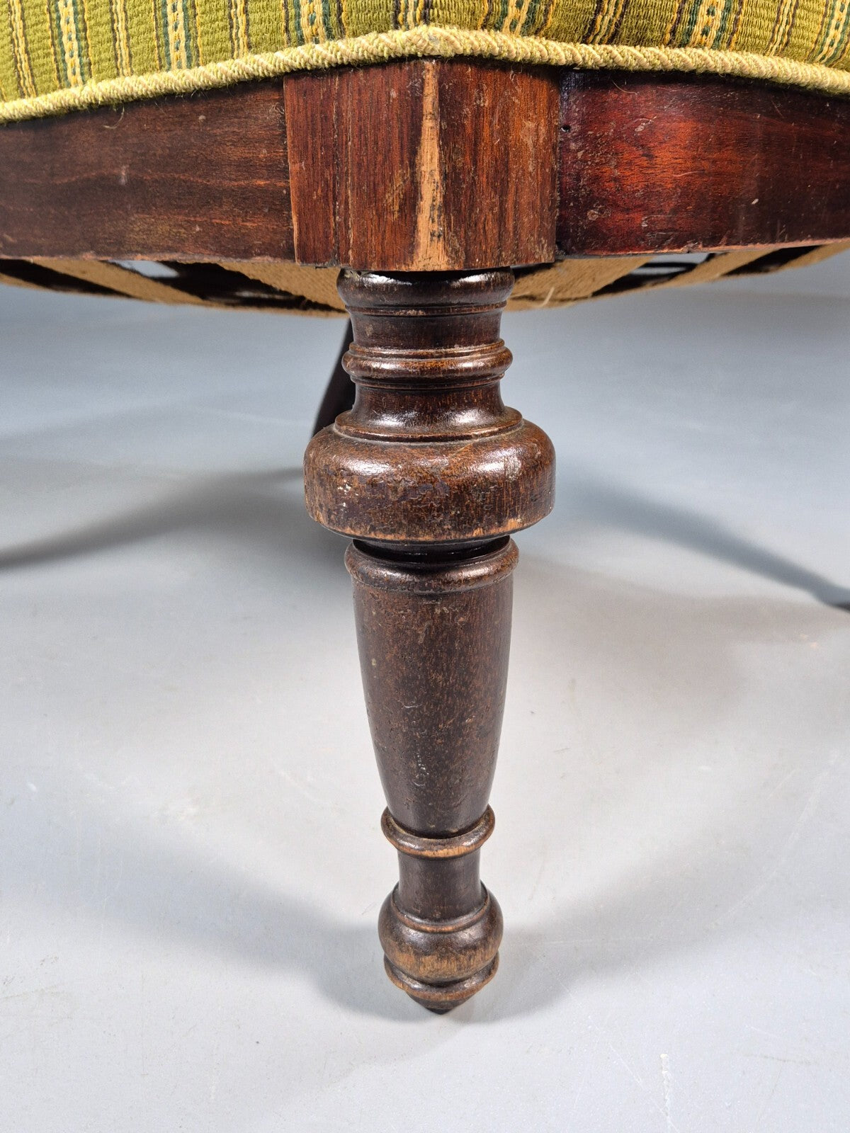 Antique Green Striped Armchair Carved Lion Figures Danish Mahogany EB9626 VCAR - UKDK FURNITURE