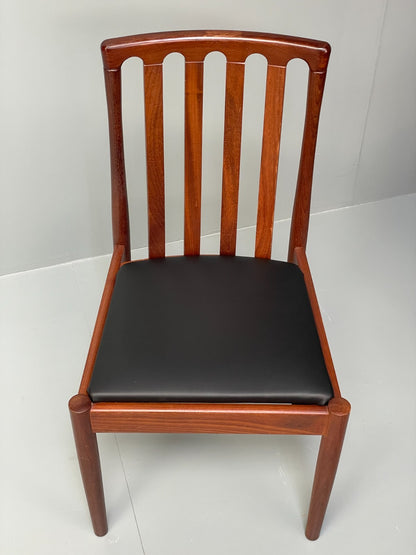 Vintage Meredew Dining Chairs Six Mahogany Teak 1970s Black Vinyl EB9726 MDIN - UKDK FURNITURE