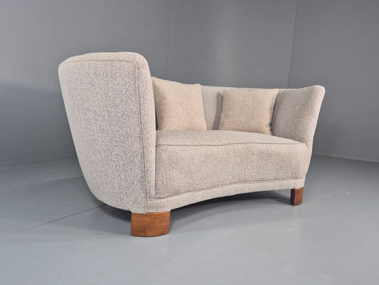 Vintage Art Deco Banana 2 Seat Sofa Danish New Upholstery 1930s EB11833 M2SS0