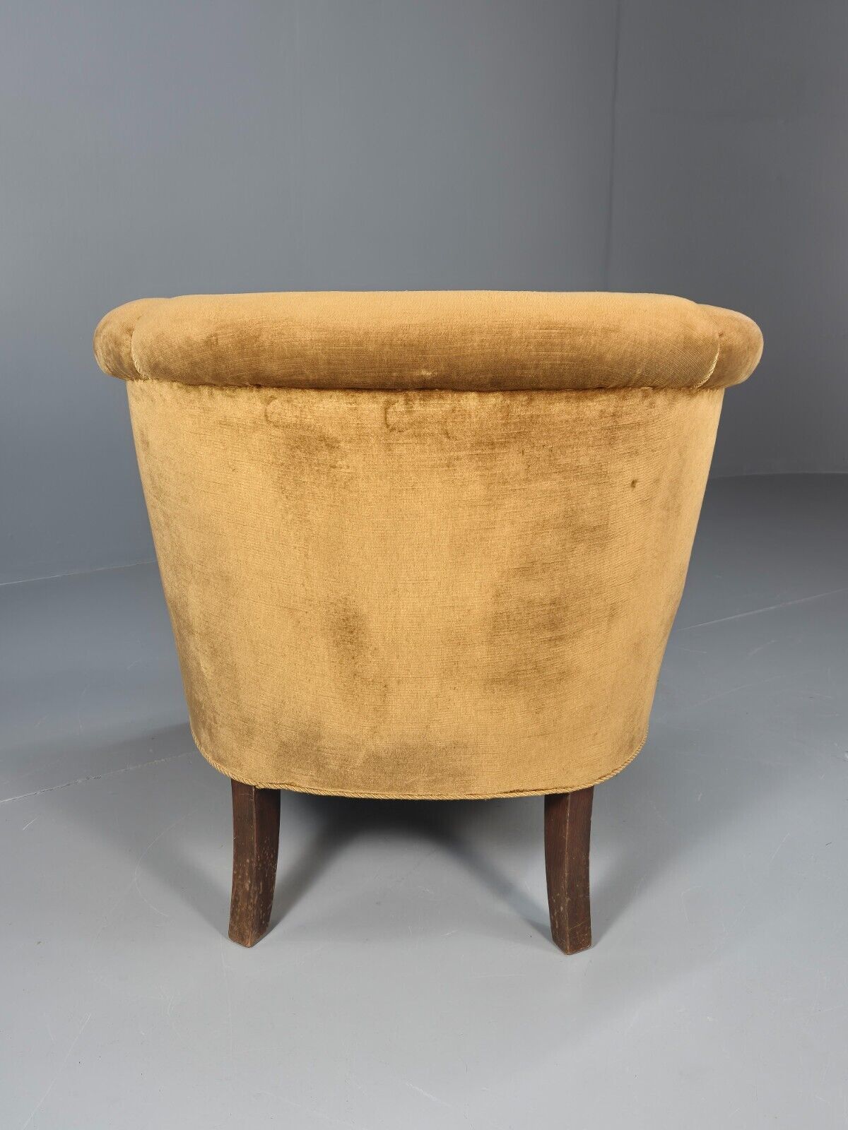 Vintage Danish Deco Era Tub Chair Gold Velour Mahogany 1930s EB9051 VCLO - UKDK FURNITURE