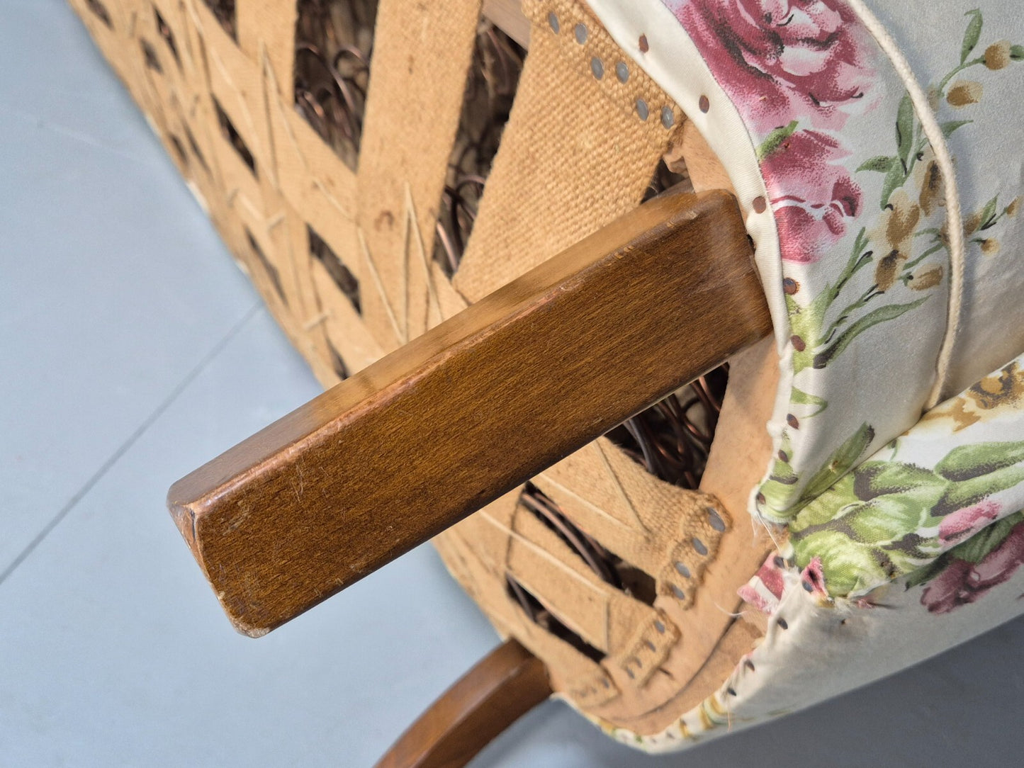 Vintage 3 Seater Sofa Floral Fabric 1950s Mid Century Danish Design EB9542 V3SS - UKDK FURNITURE