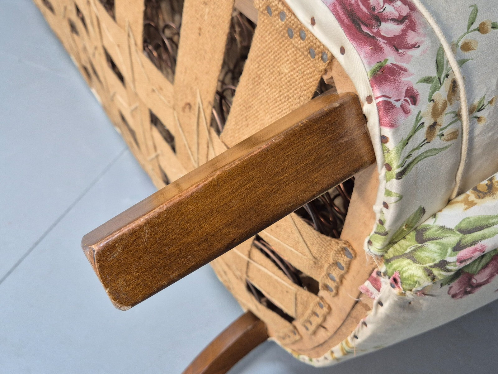 Vintage 3 Seater Sofa Floral Fabric 1950s Mid Century Danish Design EB9542 V3SS - UKDK FURNITURE