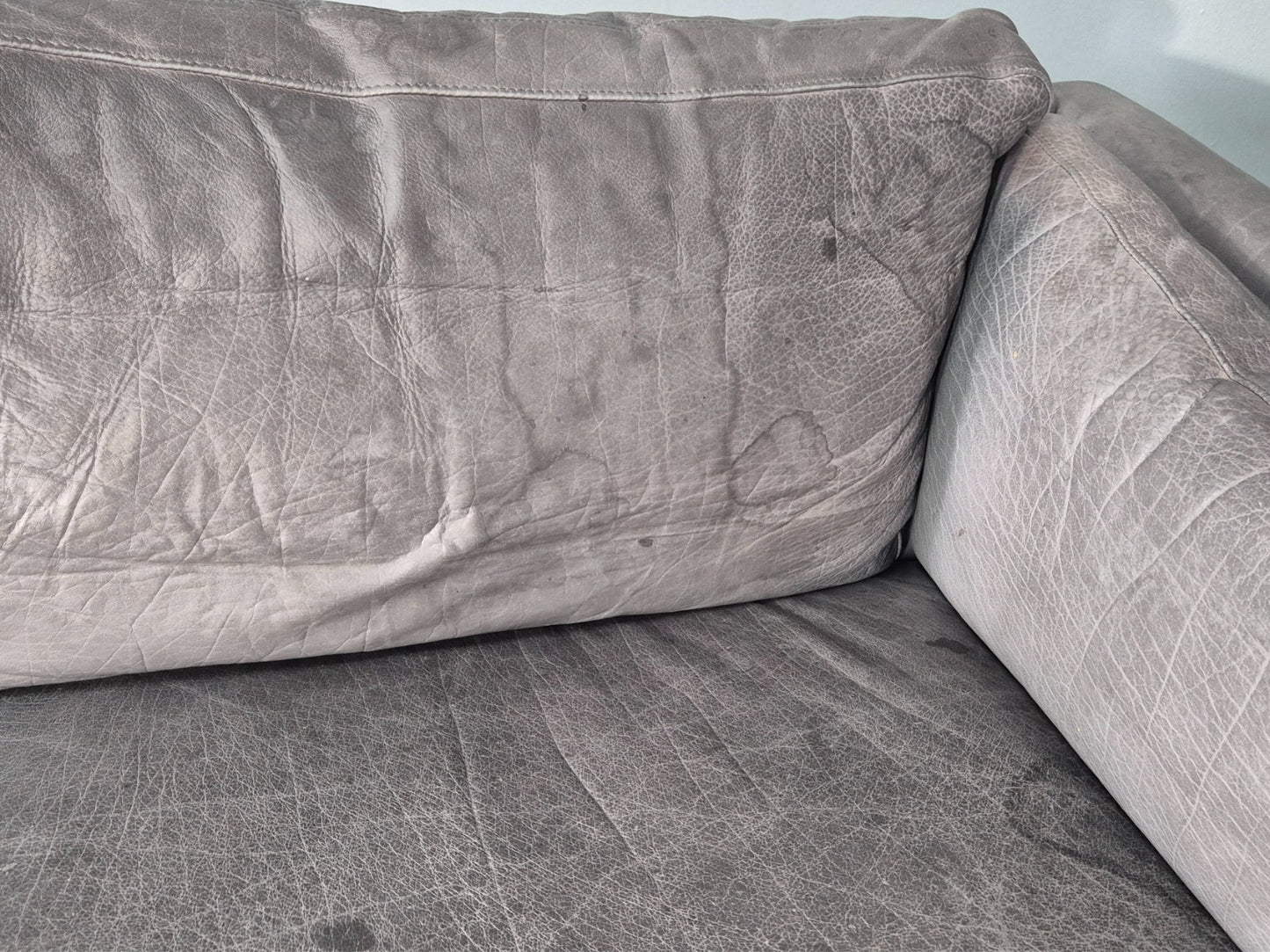 Vintage Mogens Hansen 2.5 Seat Settee Grey Leather 1980s Retro EB11645 M3SS17