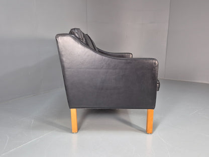Two Seat Sofa Vintage Danish Black Leather 1970s Retro Mid Century  EB10122 M2SS12