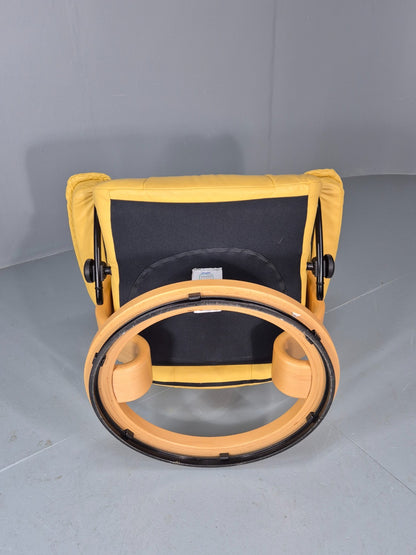 Stressless Swivel Recliner Chair  Ekornes Yellow Leather 1990s EB11574 MWOO16
