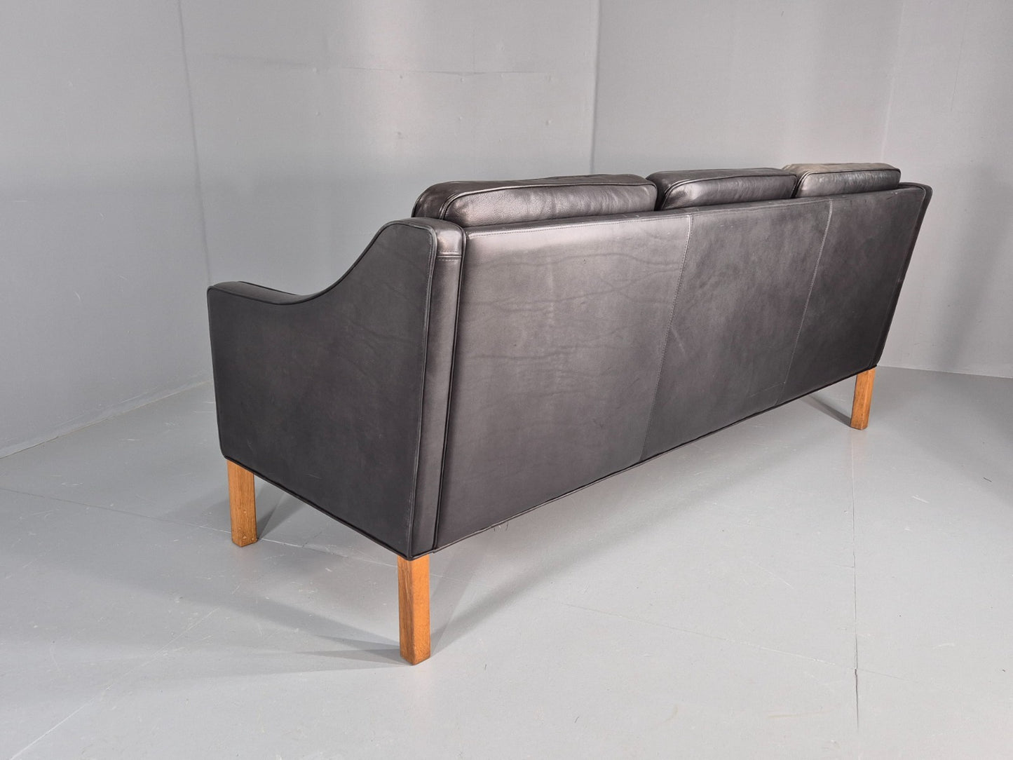 Vintage 3 Seat Sofa Black Leather Danish Hurup Mid Century Retro EB10475 M3SS20
