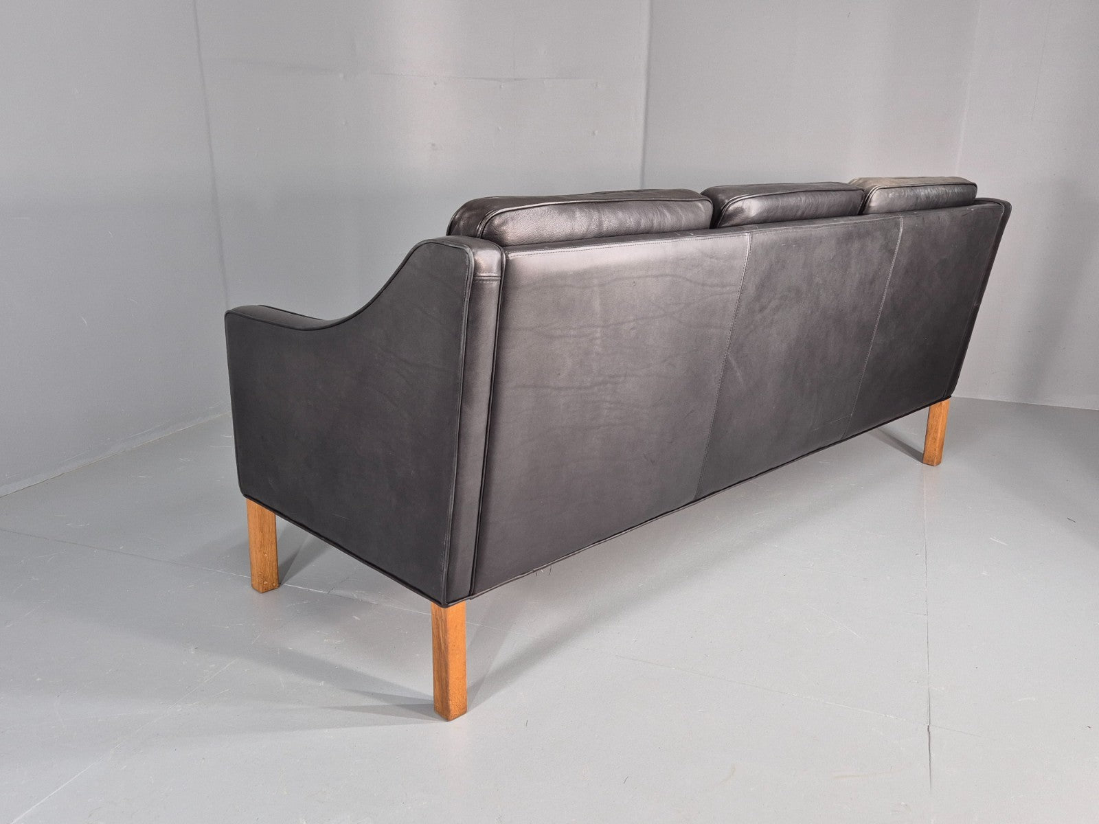 Vintage 3 Seat Sofa Black Leather Danish Hurup Mid Century Retro EB10475 M3SS20