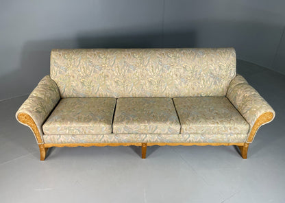 Danish 3 Seater Sofa Oak Frame Floral Kjaernulf 1970s Vintage Retro V3SS EB67483