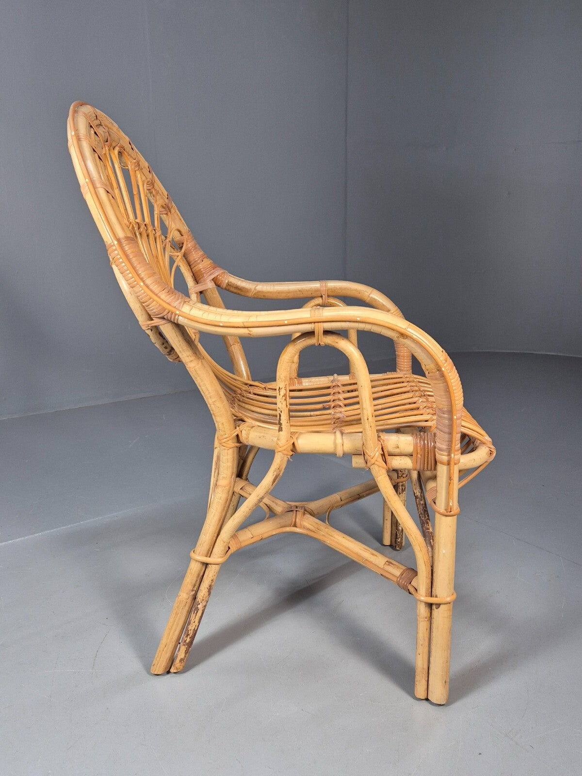 Vintage Cane Work Armchair Unusual Styling 1970s Retro EB9688 VBER - UKDK FURNITURE