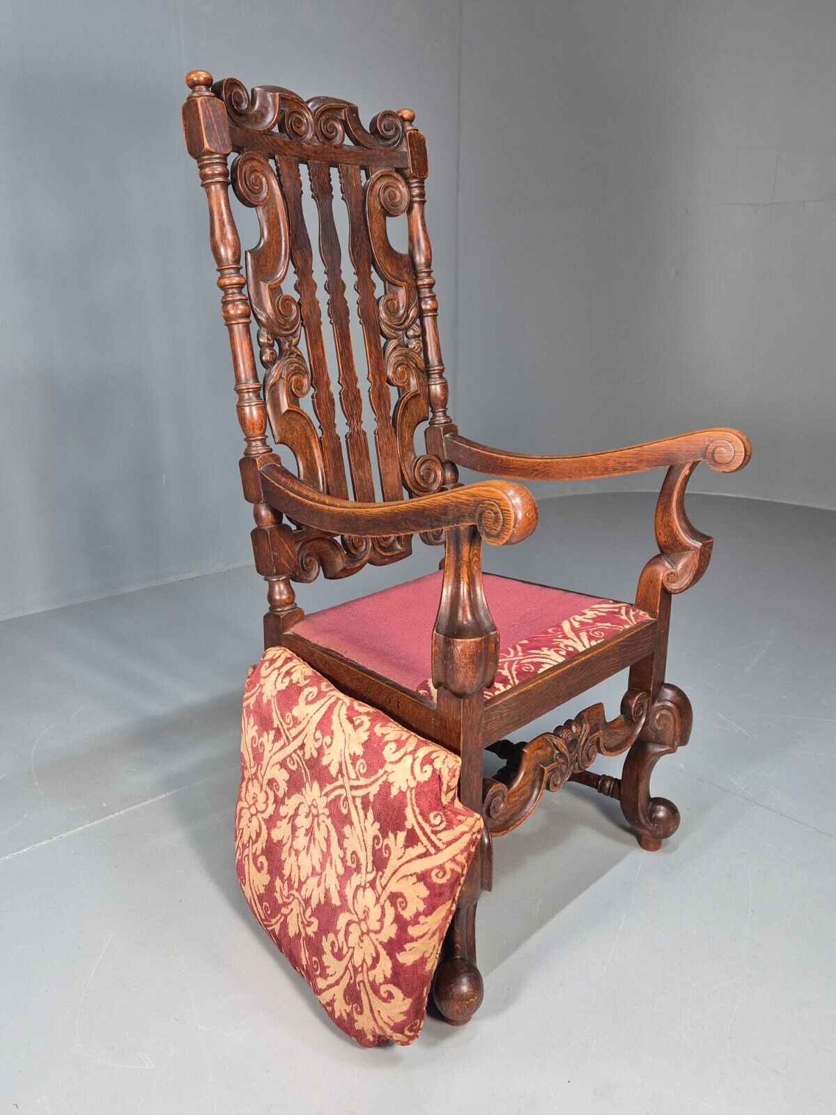 Vintage Antique Carver Chair Baroque Carved Oak Osborne 1890s EB9167 VCAR - UKDK FURNITURE