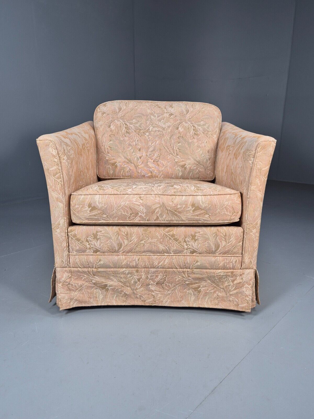 Vintage Danish Lounge Chair Peach Floral Upholstery 1970s Retro EB8974 VCLO - UKDK FURNITURE