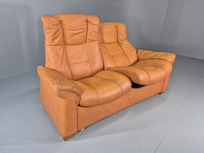 Two Seater Settee Ekornes Stressless Tan Leather Recline Retro  EB10926 M2SS6