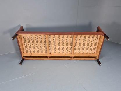 MidCentury Three Seater Sofa Tan Leather Vintage Danish Retro 1970s EB10721 M3SS7