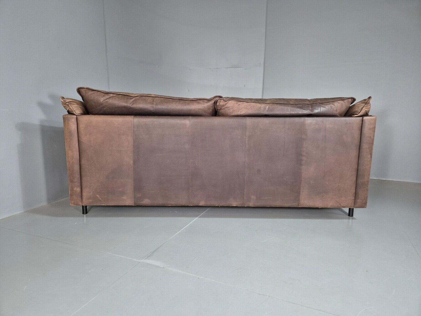 Vintage Danish 3 Seat Sofa Brown Leather 1980s Retro EB7506 M2SS - UKDK FURNITURE