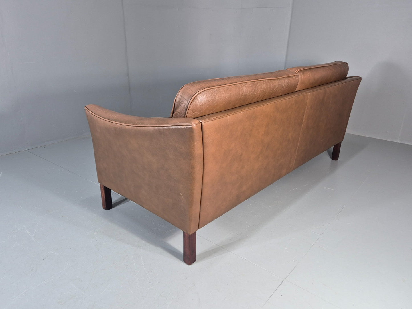 Vintage Danish 2.5 Seater Brown Leather 1970s Retro Mid Century EB11629 M3SS17