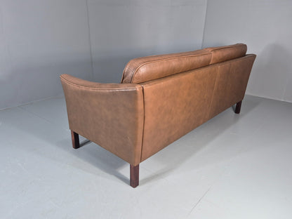 Vintage Danish 2.5 Seater Brown Leather 1970s Retro Mid Century EB11629 M3SS17
