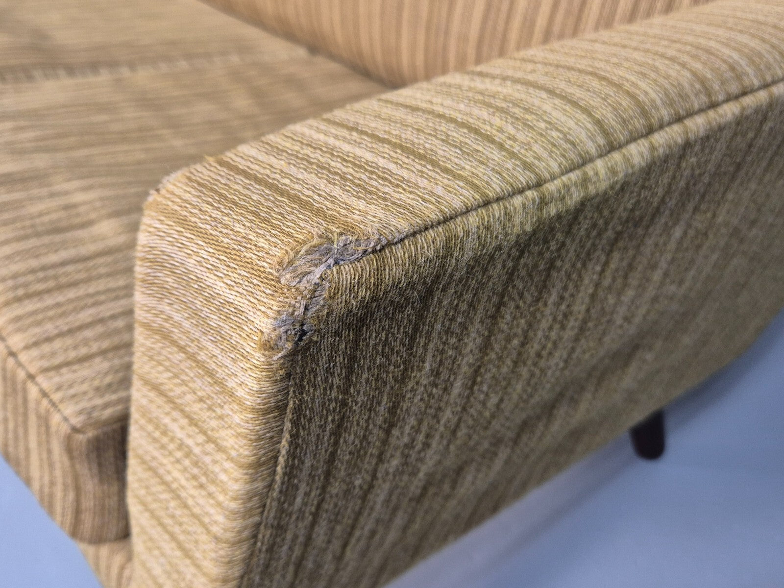 Danish 1960s 4 Seat Sofa Green Wool Teak Legs Retro Mid Century EB9746 M4SS - UKDK FURNITURE
