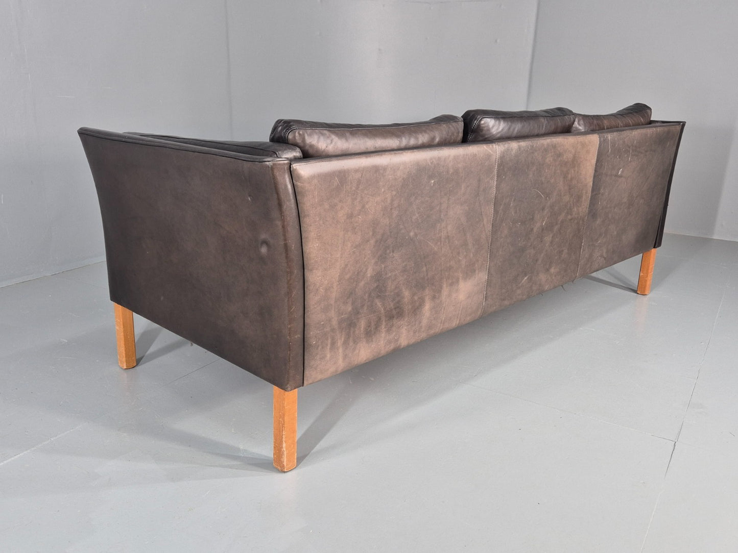 Vintage 3 Seat Sofa Danish Black Leather Vemb MCM Retro 1980s  EB10478 M3SS20