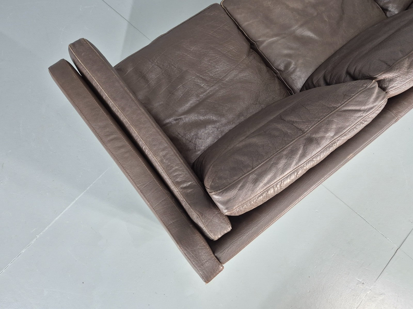 Vintage 3 Seat Sofa Danish Brown Leather Mid Century Retro 1970s EB10487 M3SS19