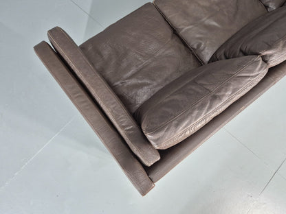 Vintage 3 Seat Sofa Danish Brown Leather Mid Century Retro 1970s EB10487 M3SS19