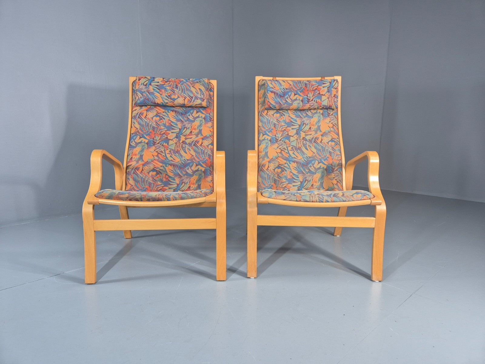 2 Vintage Bentwood Lounge Chairs Finn Ostergaard 1980s Retro MCM EB11338 MBEN3