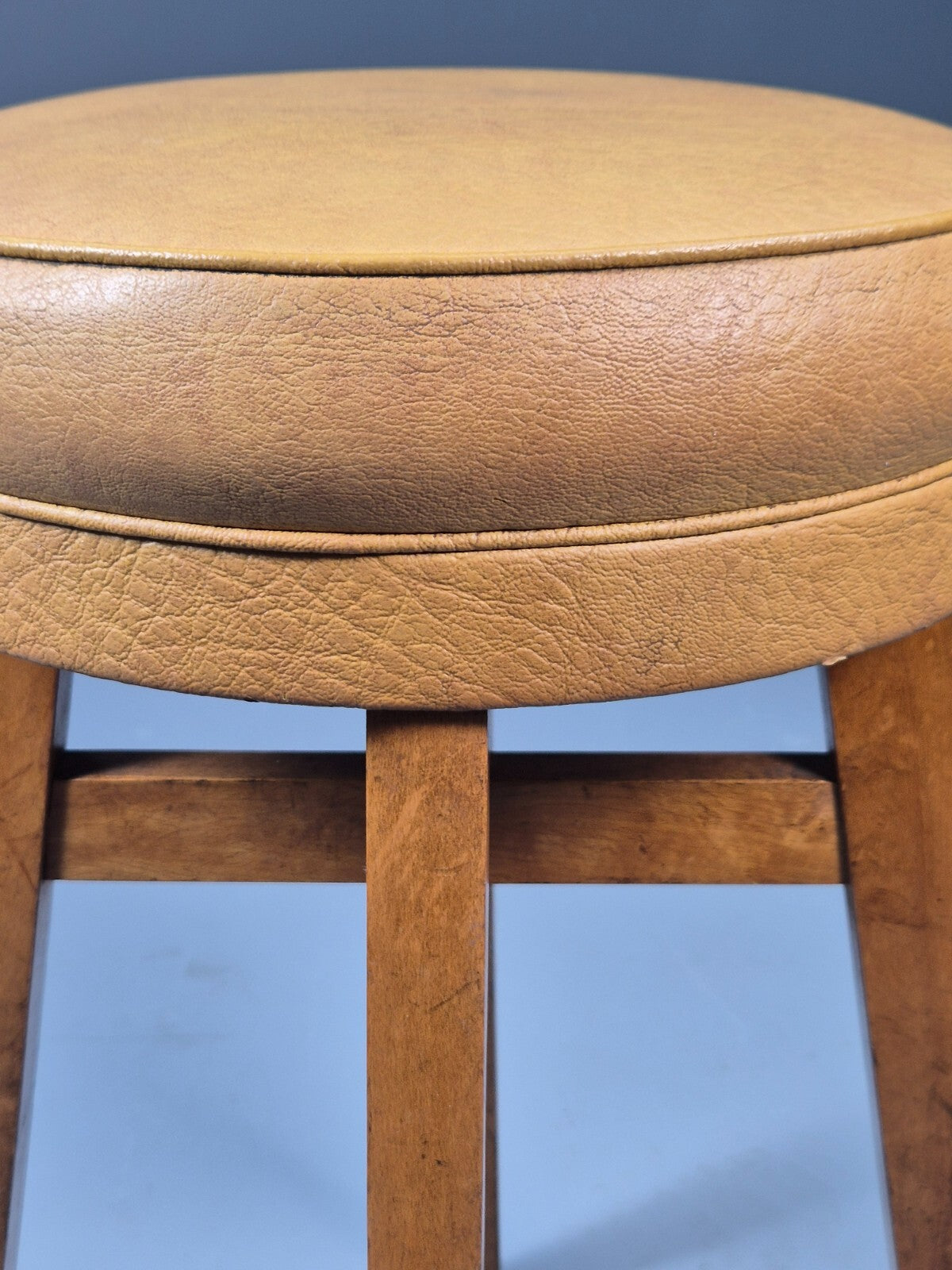 Vintage Mustard Vinyl Stool 1950s Mid Century EB9493 MFOO - UKDK FURNITURE