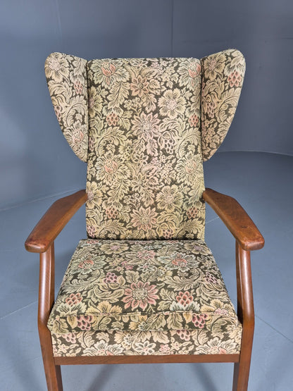 Vintage Parker Knoll Wingback Armchair 1960s Floral Print Retro EB10426 MNOR18