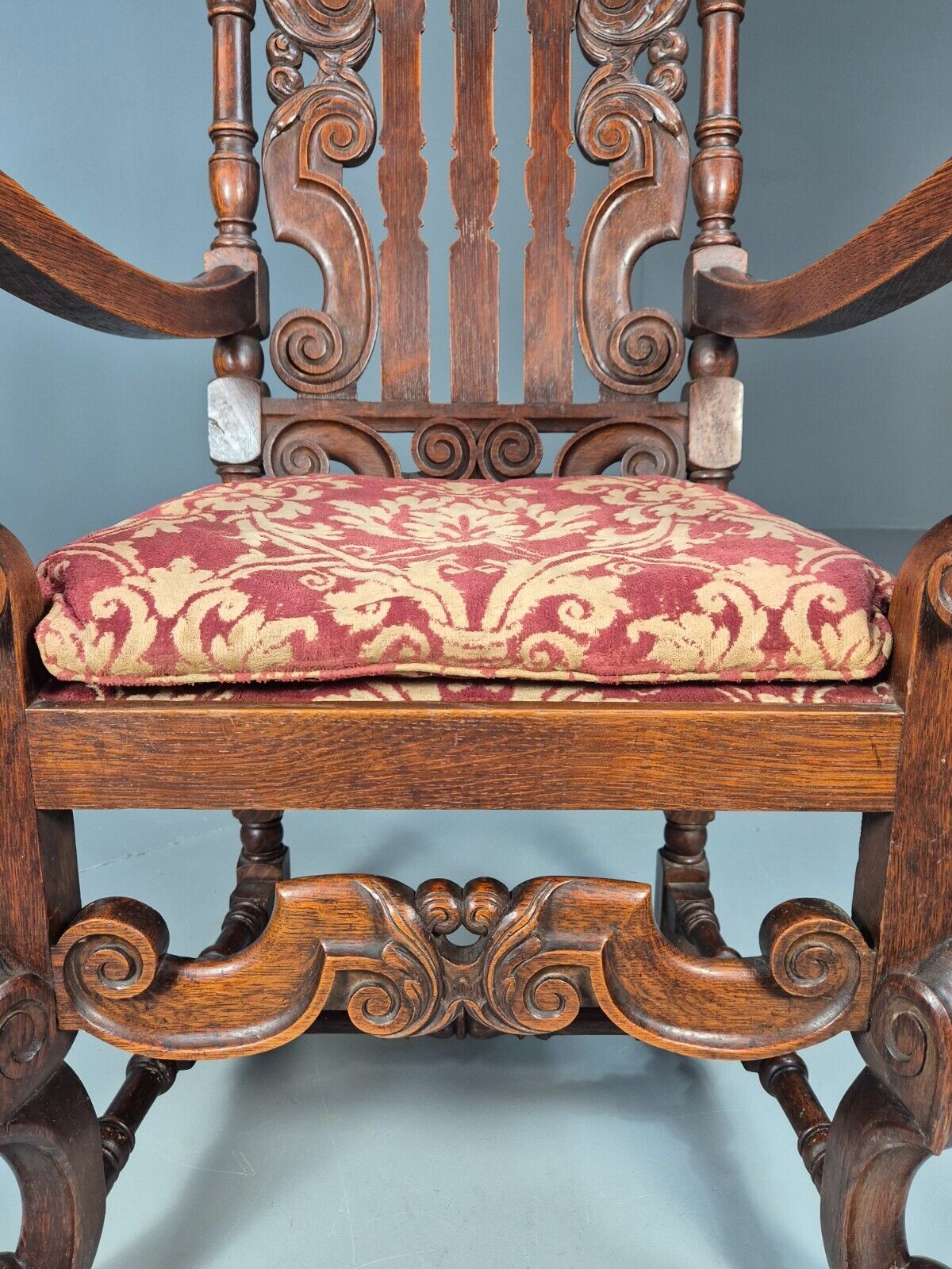 Vintage Antique Carver Chair Baroque Carved Oak Osborne 1890s EB9167 VCAR - UKDK FURNITURE