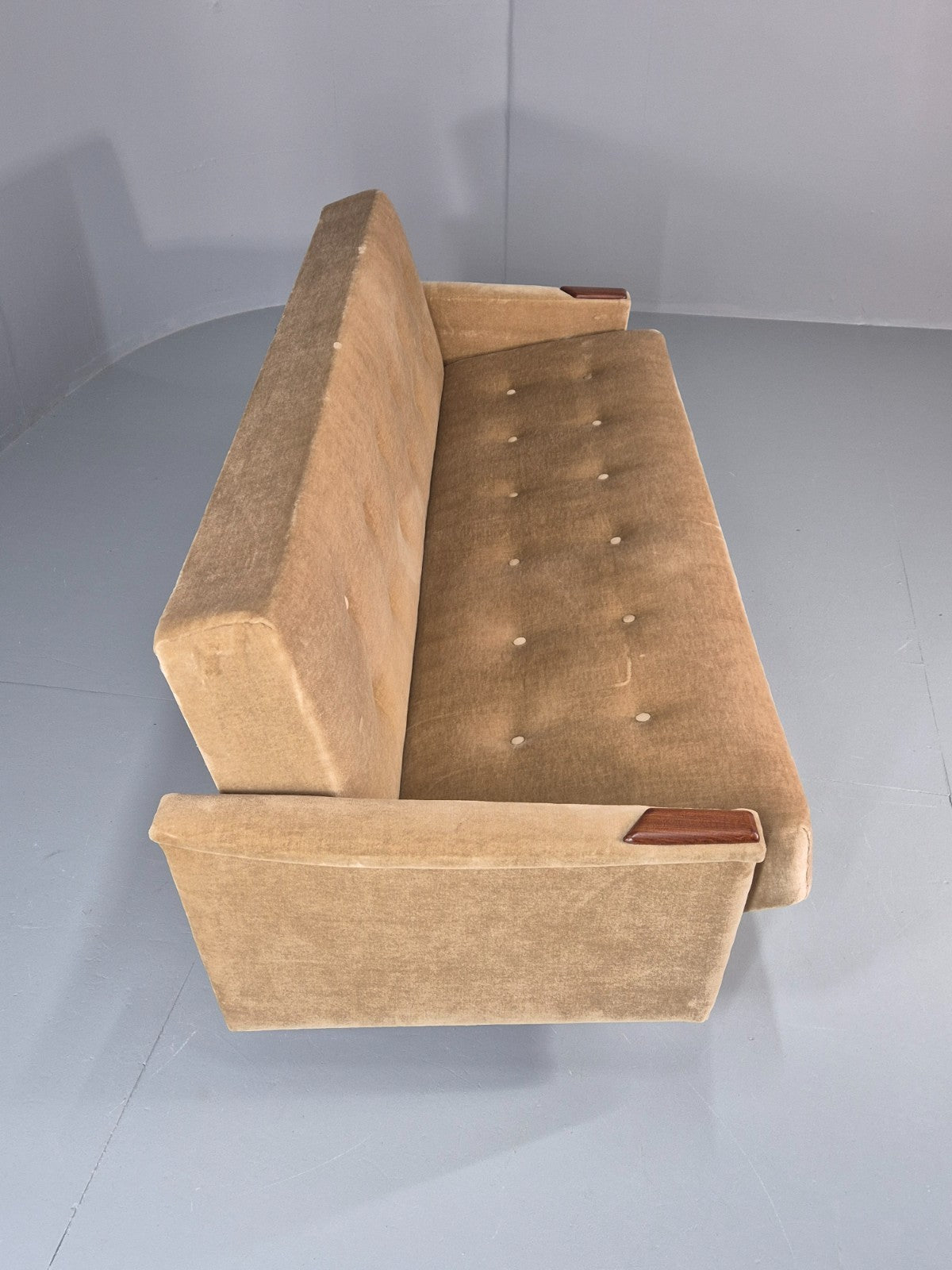 Vintage Sofa Bed Mid Century Denmark Teak Paws  Velour Retro 1960s EB11391 M4SS16